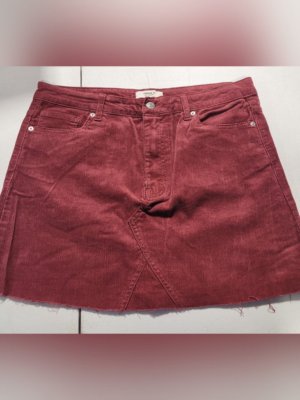 Forever 21 Corduroy Mini Skirt in Red Waist 30